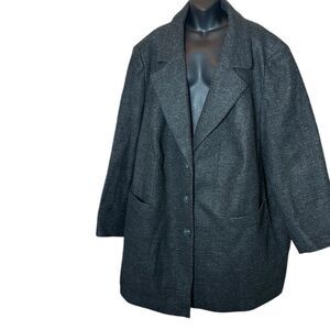 Ulla popken plus size women’s wool blend long line trench pea coat grey 32/34
